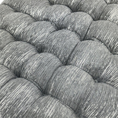 Wellington Rectangular Metal Cocktail Ottoman Nickel Finish w/ X-shape Metal Base & High Performace Gray Tufted Plush Top by: CraftMaster Furniture 49Lx33Wx18H