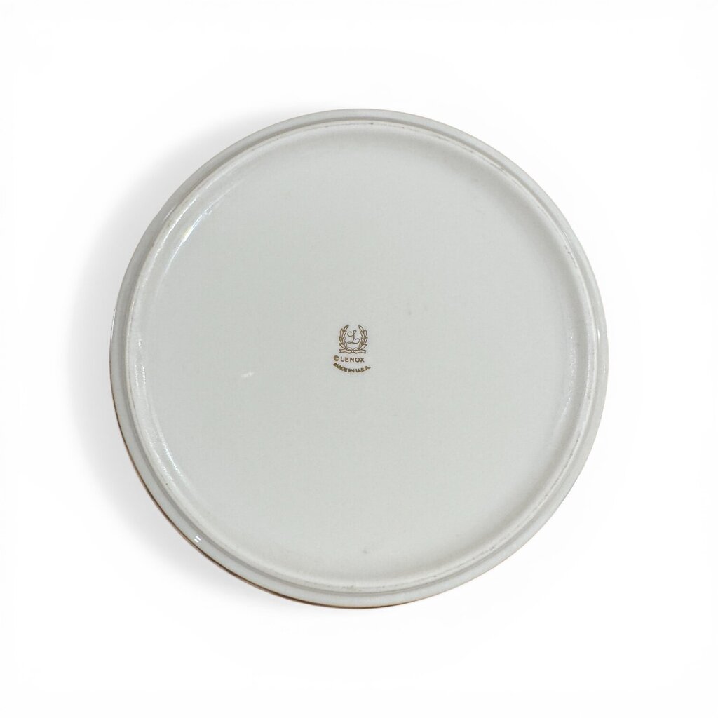 Vintage Lenox Lido 10" Salad Serving Bowl Ornate Blue & Tan Urn Motif 24k Gold Rim USA 1970s