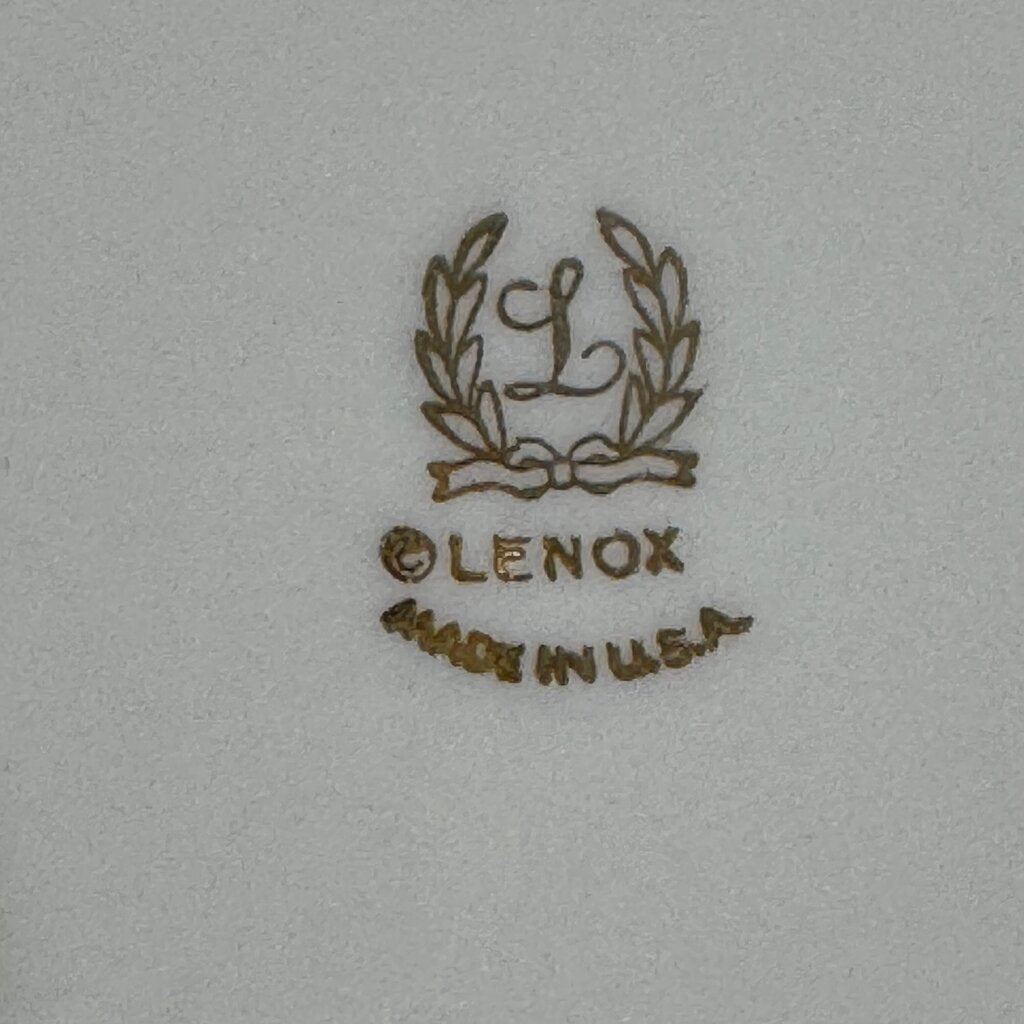 Vintage Lenox Lido 10" Salad Serving Bowl Ornate Blue & Tan Urn Motif 24k Gold Rim USA 1970s