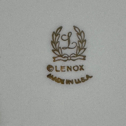 Vintage Lenox Lido 10" Salad Serving Bowl Ornate Blue & Tan Urn Motif 24k Gold Rim USA 1970s