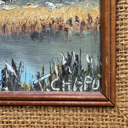 "Back Country" Florida Marsh Scene Oil on Board dated 8/20/2018 by Florida Landscape Artist J. Chaput 12Lx14H