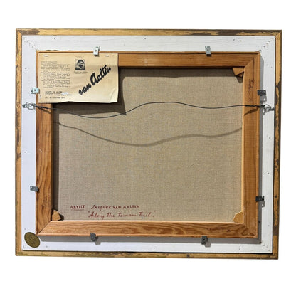 Original Oil Landscape titled "Along The Tamiami Trail" by Jacques Van Aalten Featuring A Serene River Scene w/ Impressionistic Brushwork, Vibrant Spring Color, And Soft Atmospheric Depth. Signed Lower Right. Gold Gilt Frame 29x25