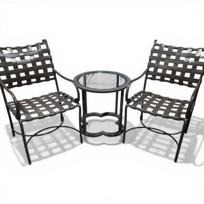 Pair of FrontGate Outdoor Glass Top Side Tables (sold as a set) (4 chairs also available)