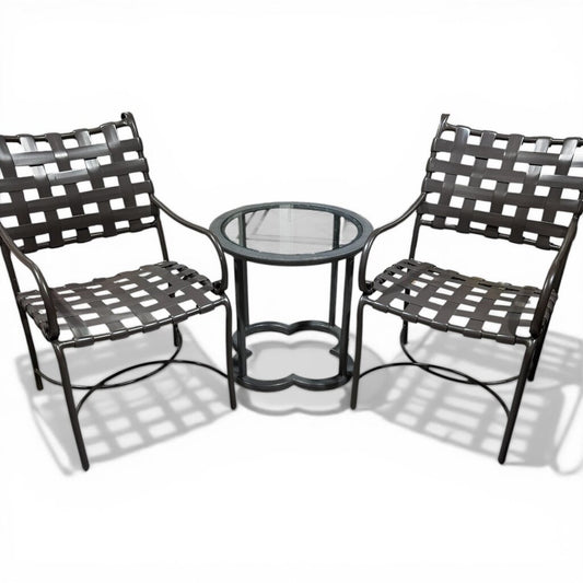 FrontGate Outdoor Patio Dining Strap Chairs (set of 4) (2 side tables available, not included)