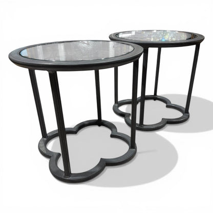 Pair of FrontGate Outdoor Glass Top Side Tables (sold as a set) (4 chairs also available)