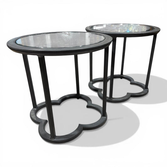 Pair of FrontGate Outdoor Glass Top Side Tables (sold as a set) (4 chairs also available)
