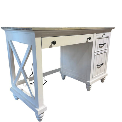 White Coastal 3 Drawer Desk