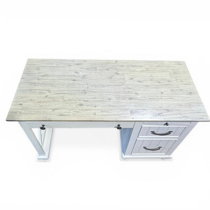 White Coastal 3 Drawer Desk
