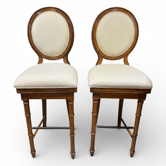 Broyhill Samana Cove Upholstered Swivel Bar Stools in Natural Amber (Set of 2)