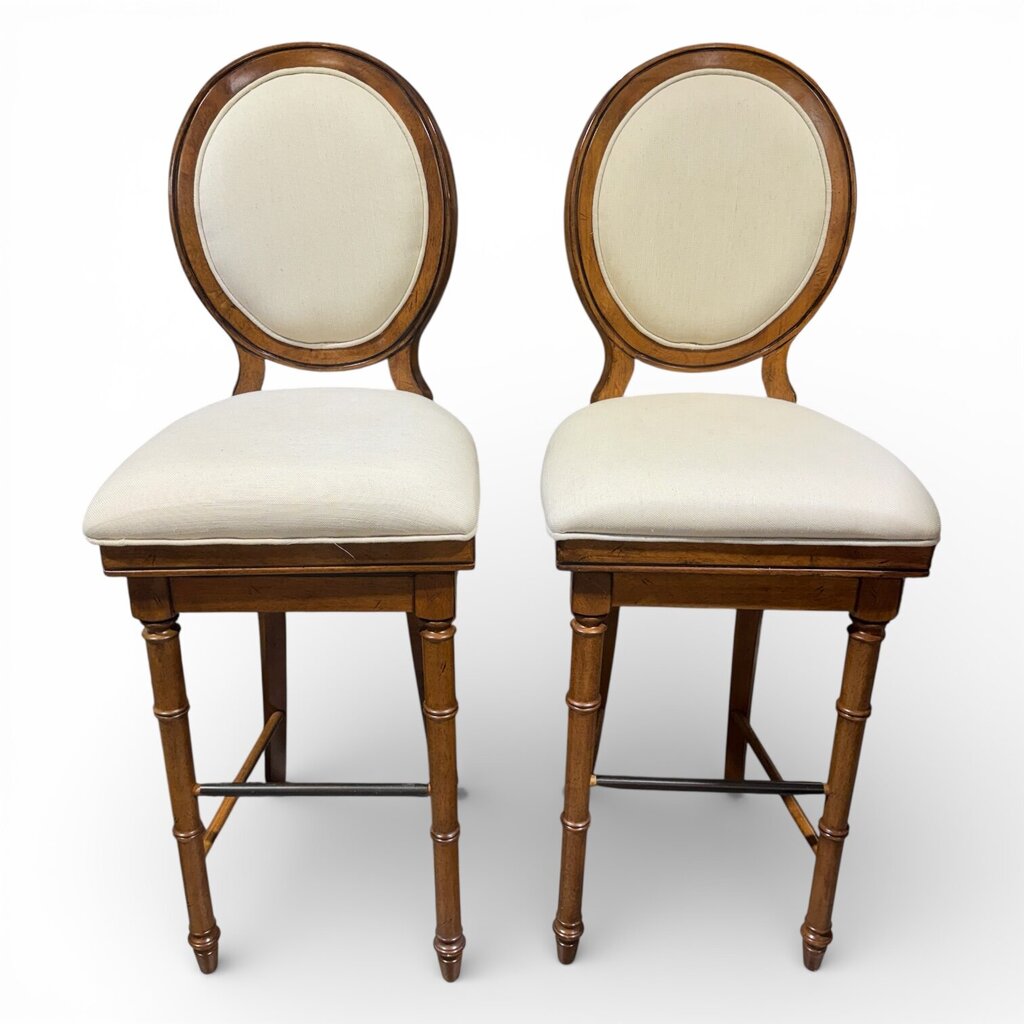 Broyhill Samana Cove Upholstered Swivel Bar Stools in Natural Amber (Set of 2)