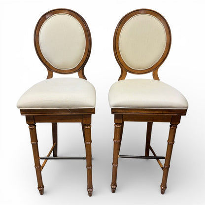Broyhill Samana Cove Upholstered Swivel Bar Stools in Natural Amber (Set of 2)