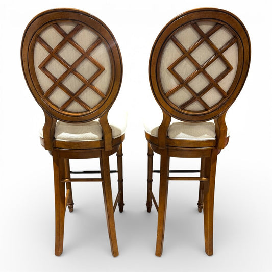 Broyhill Samana Cove Upholstered Swivel Bar Stools in Natural Amber (Set of 2)