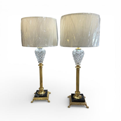 Pair of Vintage 35” Marlow Table Lamps by Waterford Crystal