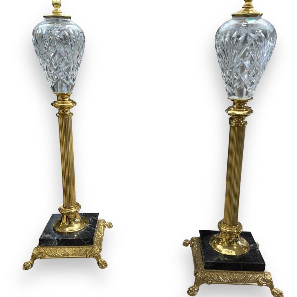 Pair of Vintage 35” Marlow Table Lamps by Waterford Crystal
