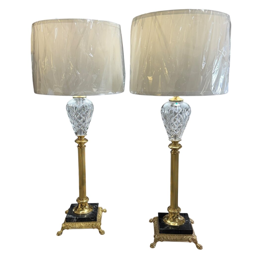 Pair of Vintage 35” Marlow Table Lamps by Waterford Crystal