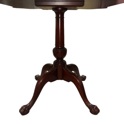Baker Furniture Flame Mahogany Inlaid Tea Table w/ Claw Foot Base 32Lx32Wx28H