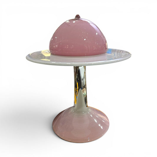 Signed Stan Libensky Czech Studio Art Glass Covered Compote / Cake Stand 12.5Wx10H (1986)