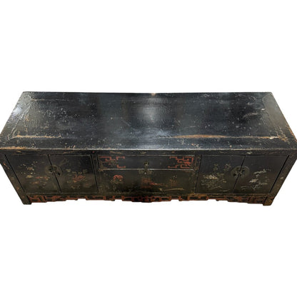 Early 19th Century Shanxi Province Chinese Black Lacquer Sideboard / Altar Cabinet 52.5Lx17.5Wx17H
