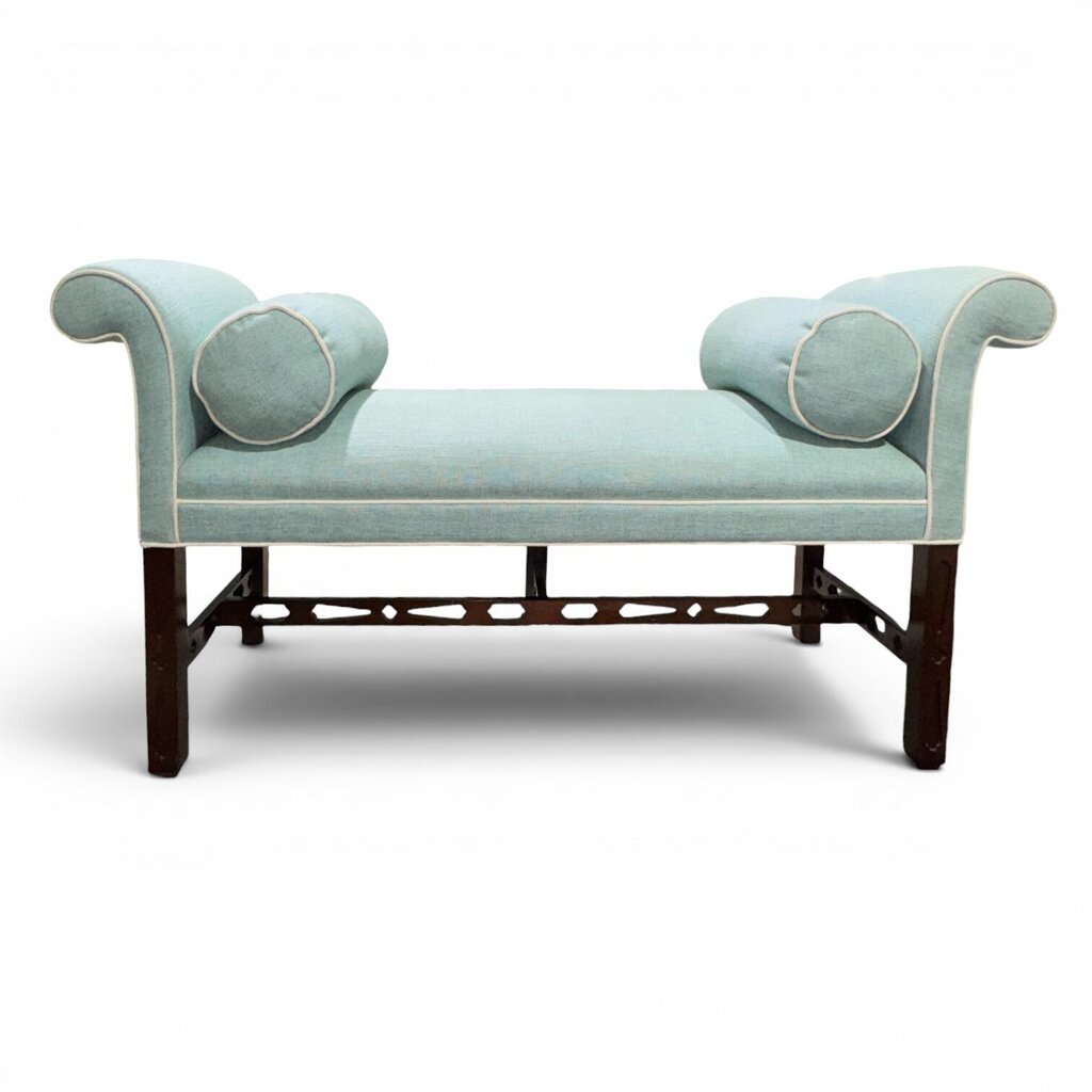 Vintage Regency Style Upholstered Bench by Rod Mickley Interiors 55Lx19Wx27H