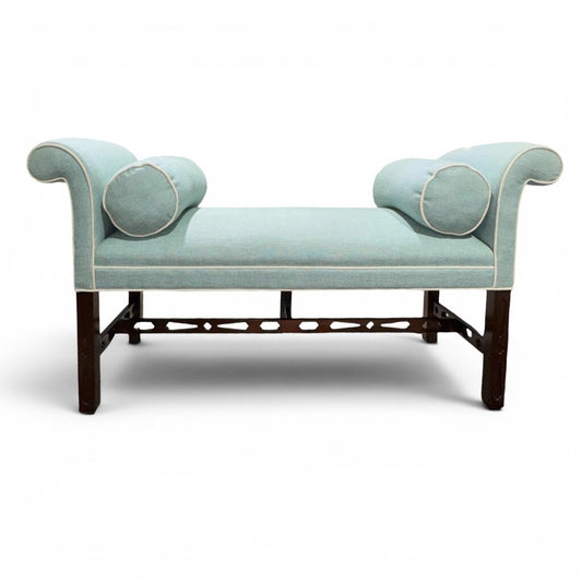 Vintage Regency Style Upholstered Bench by Rod Mickley Interiors 55Lx19Wx27H