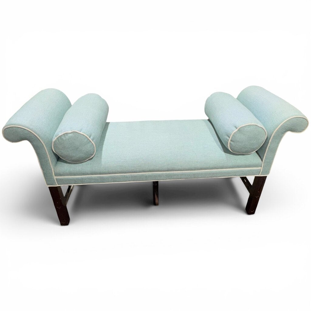 Vintage Regency Style Upholstered Bench by Rod Mickley Interiors 55Lx19Wx27H