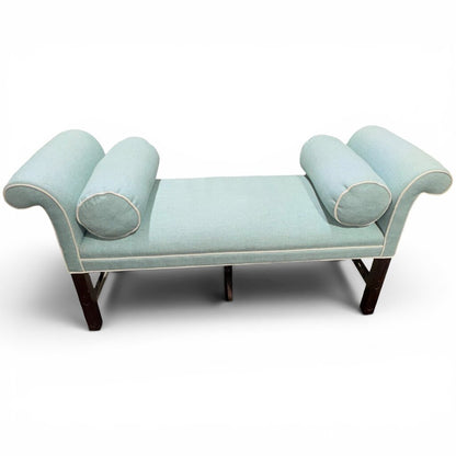 Vintage Regency Style Upholstered Bench by Rod Mickley Interiors 55Lx19Wx27H