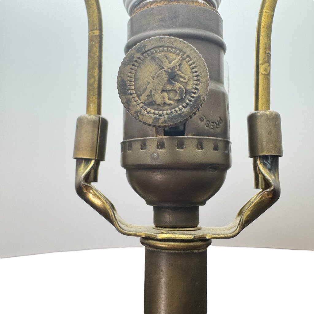 Sarreid LTD Vintage Chinoiserie Ceramic Urn Table Lamps w/ Lion Ring Handles a Pair 21Lx21Wx35H