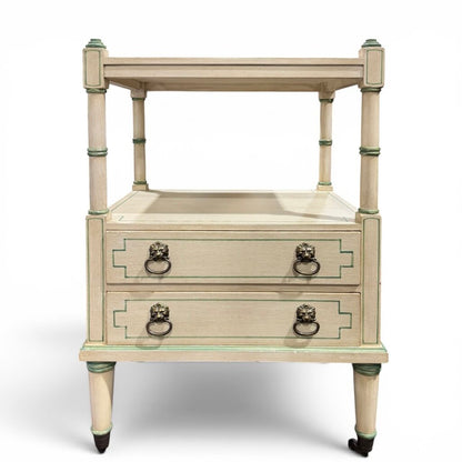 Julia Gray Ltd. Faux Bamboo Two Drawer Side Table / Étagère 19Lx14.5Wx30H