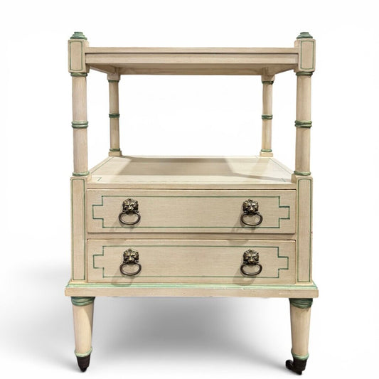 Julia Gray Ltd. Faux Bamboo Two Drawer Side Table / Étagère 19Lx14.5Wx30H
