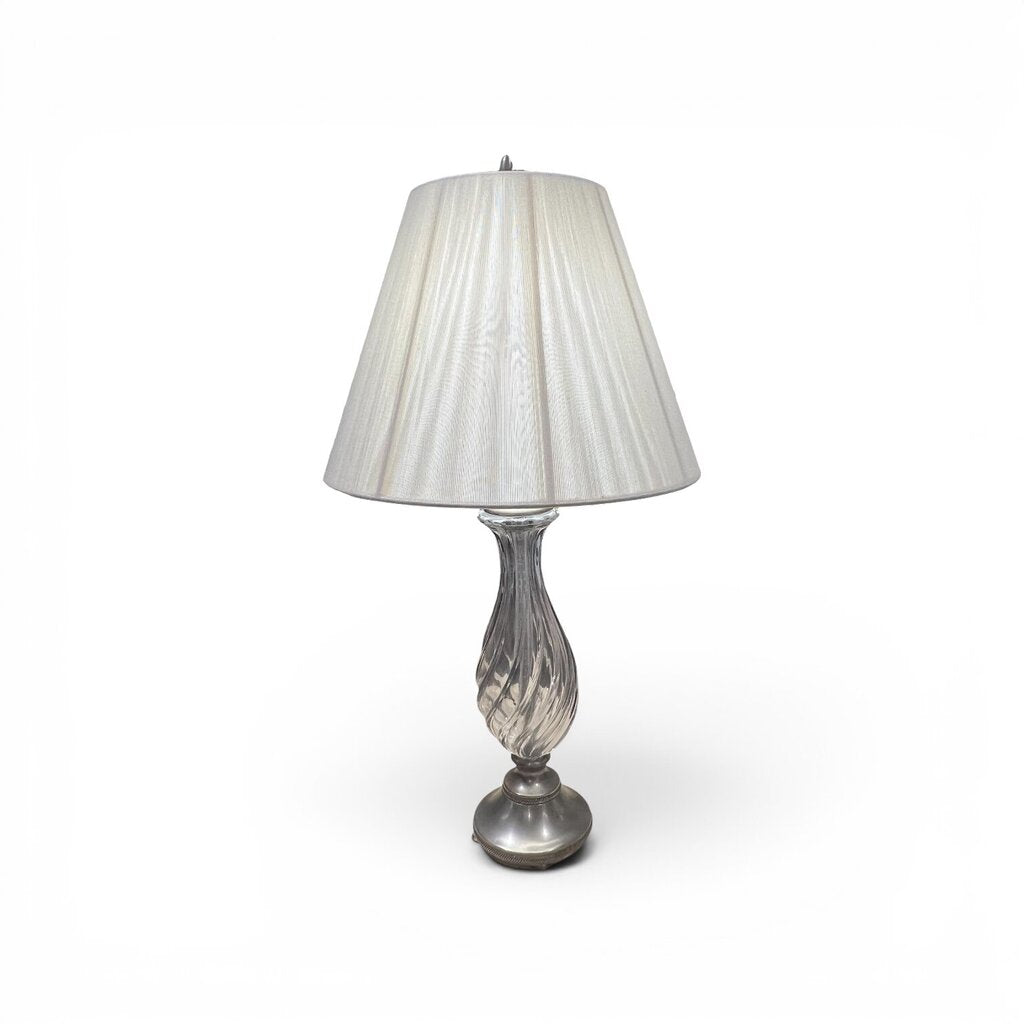 Twisted Crystal Glass Table Lamp w/ Silver Tone Base