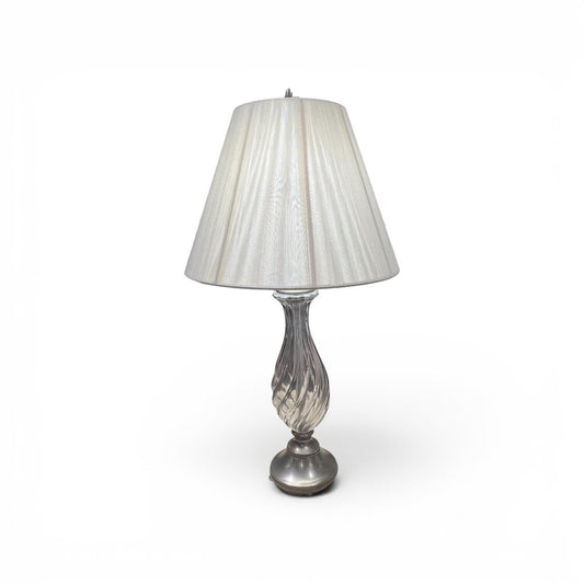Twisted Crystal Glass Table Lamp w/ Silver Tone Base