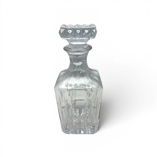 Crystal Square Decanter w/ Faceted Stopper