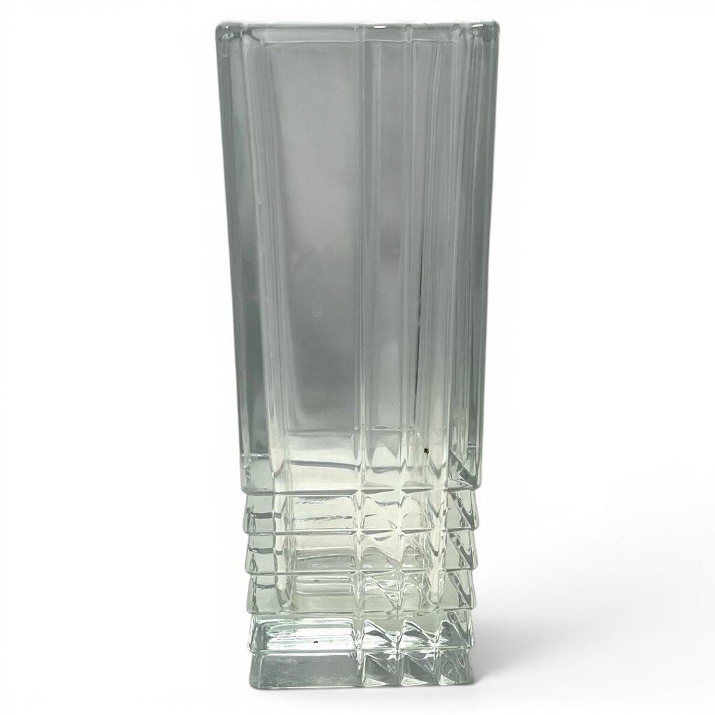 Modernist Heavy Crystal Vase - Architectural Form