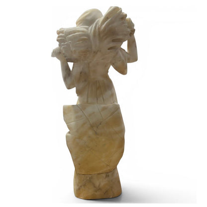 Marble Girl Holding Wheat Statue 8Lx8Wx18H