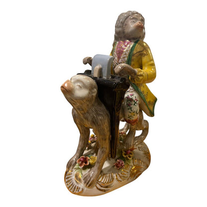 Pair of Porcelain Monkey Musician Figurines 12Lx10Wx11H