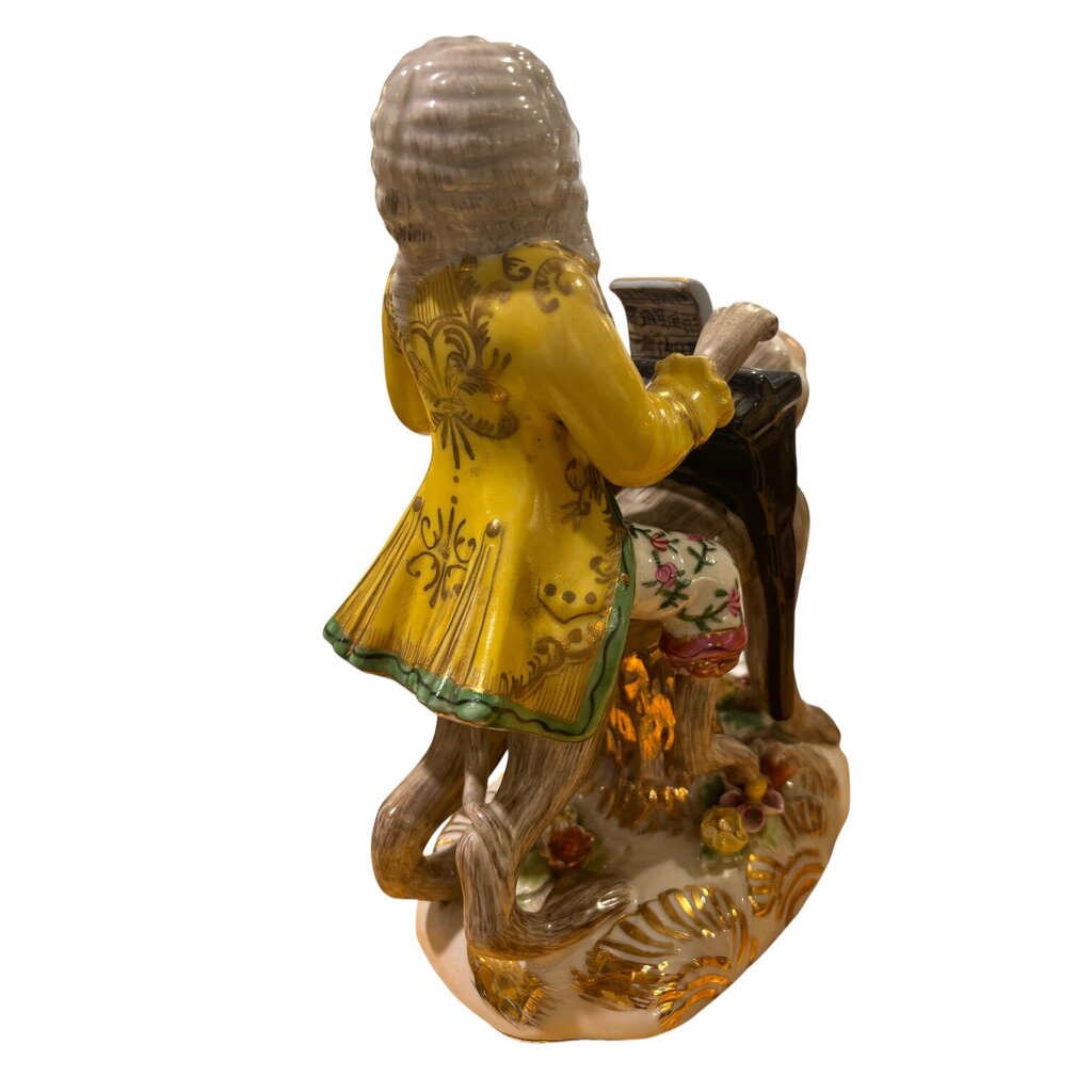 Pair of Porcelain Monkey Musician Figurines 12Lx10Wx11H