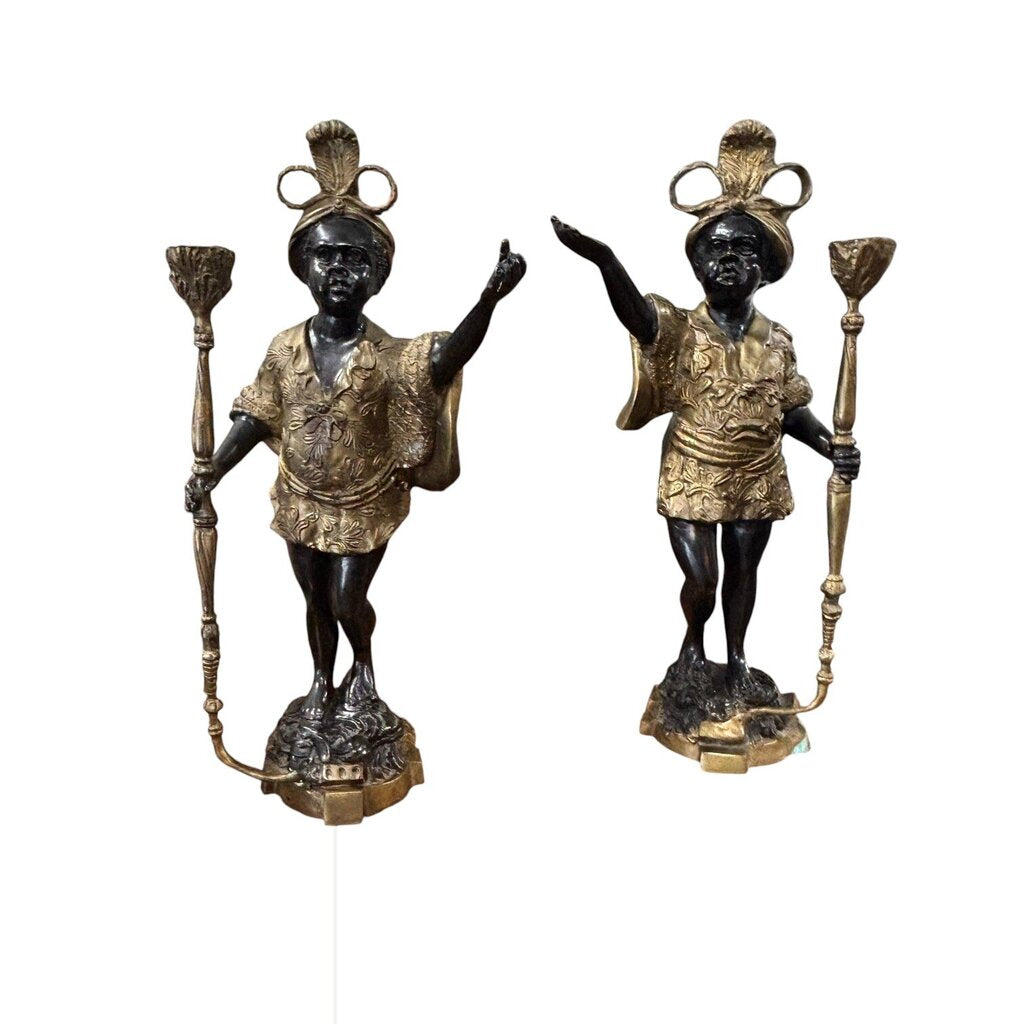 Blackamoor Style Figural Torchere Sculptures Set of two 6Lx6Wx17H