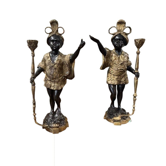 Blackamoor Style Figural Torchere Sculptures Set of two 6Lx6Wx17H