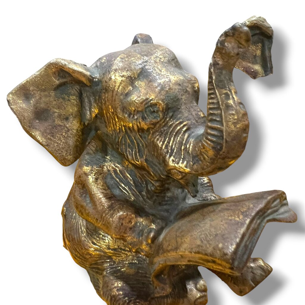 Gilded Elephant Reading Bookends – Pair 4Lx5Wx6H