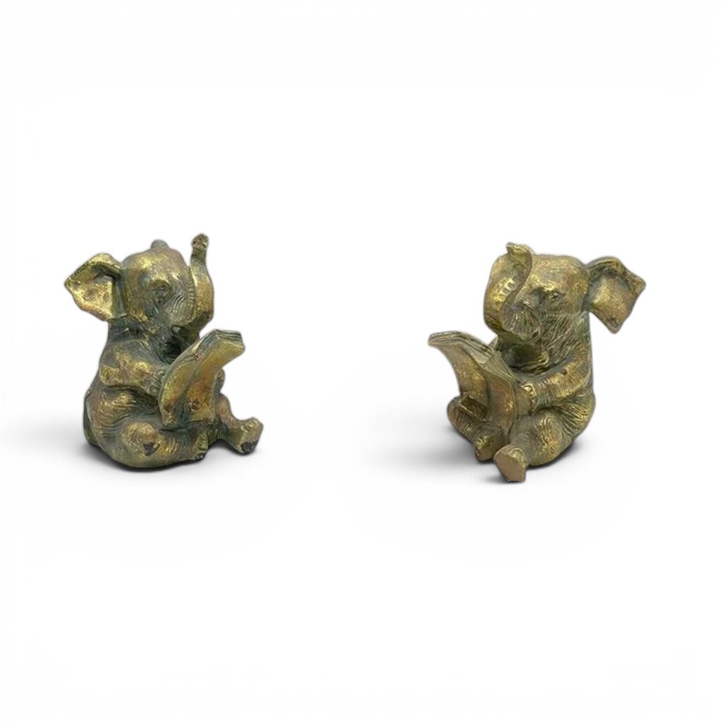 Gilded Elephant Reading Bookends – Pair 4Lx5Wx6H