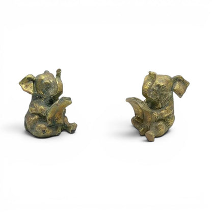 Gilded Elephant Reading Bookends – Pair 4Lx5Wx6H