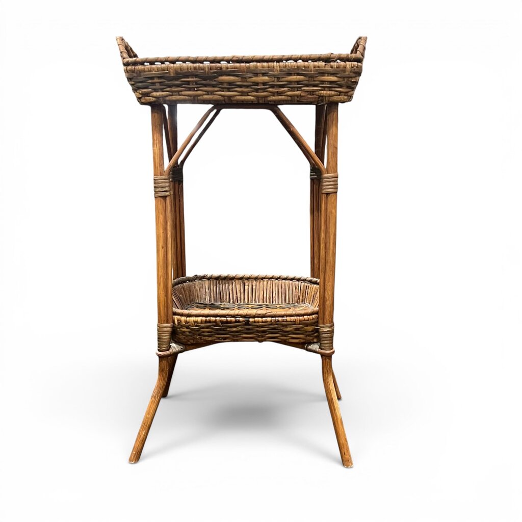 Antique Wicker Work Table 12Lx15Wx30H