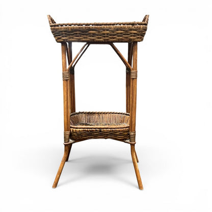Antique Wicker Work Table 12Lx15Wx30H