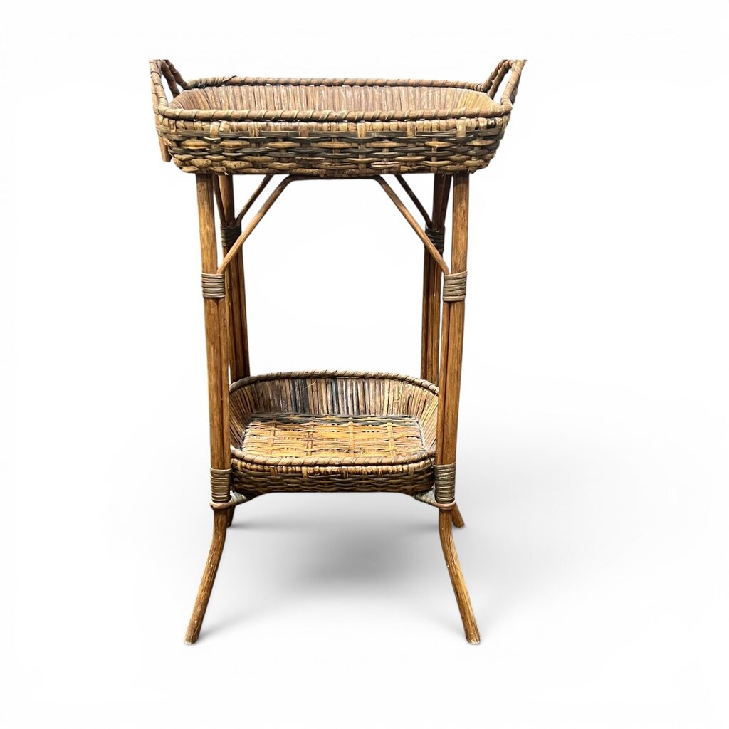 Antique Wicker Work Table 12Lx15Wx30H