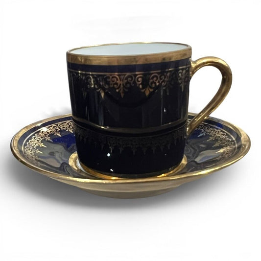 Limoges Cobalt Blue Demitasse Cup & Saucer 4Lx4Wx2H