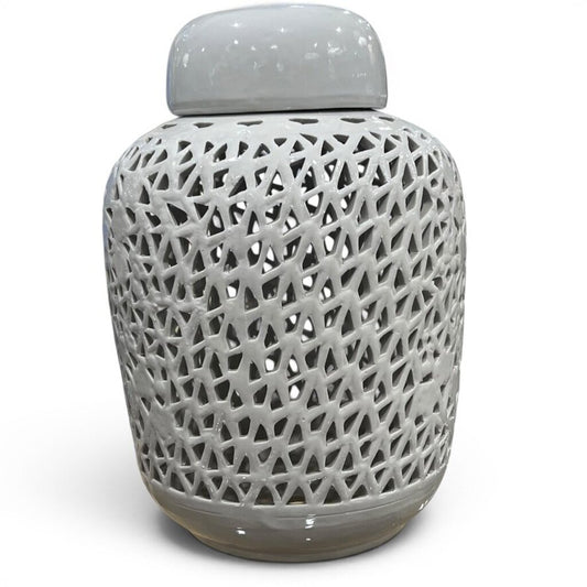White Reticulated Vented Jar 8Lx8Wx11H