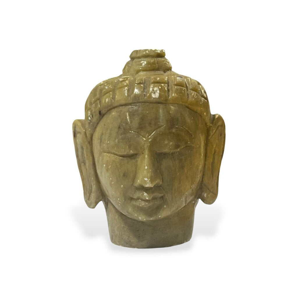 Small Carved Jade Stone Buddha Head 1Lx1Wx2H