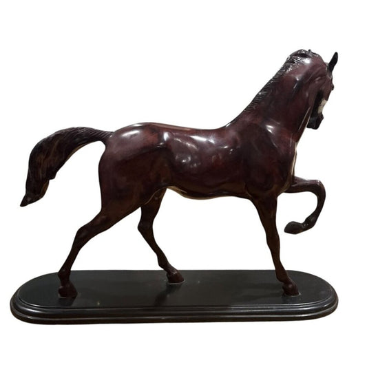 Hand-Painted Cast Bronze Horse Sculpture 19Lx6Wx16H