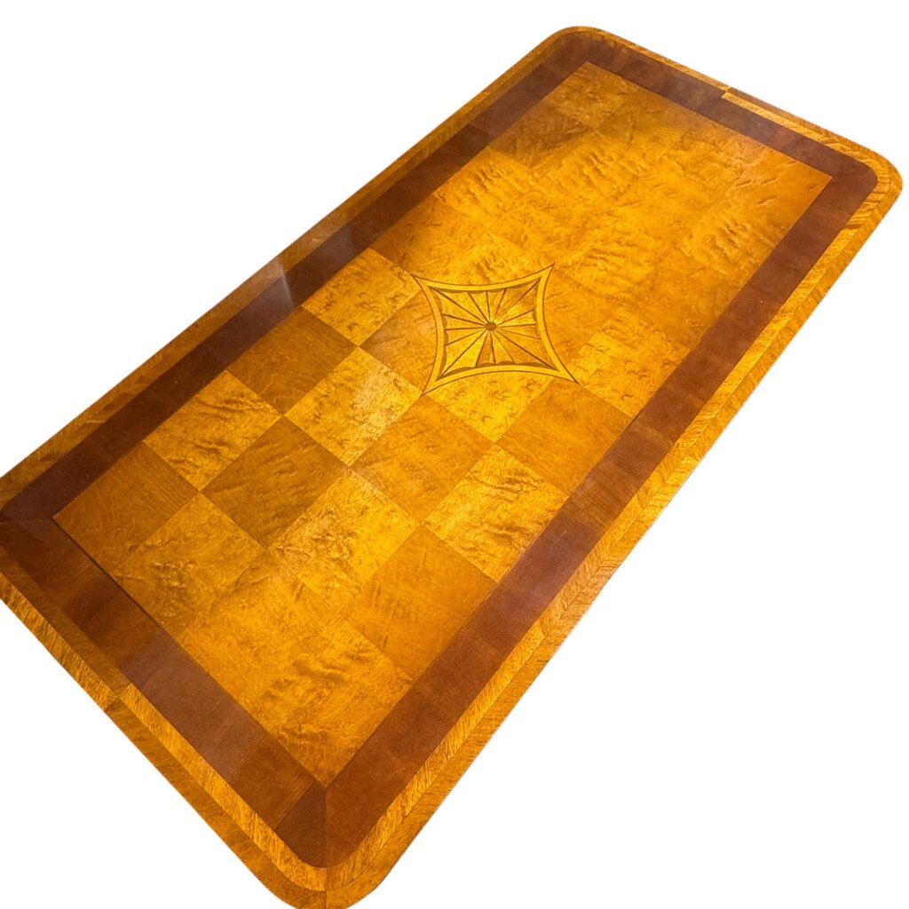 Vintage English Regency Parquet Inlaid Writing Desk & Matching Inlaid Chair 52Lx26Wx30H
