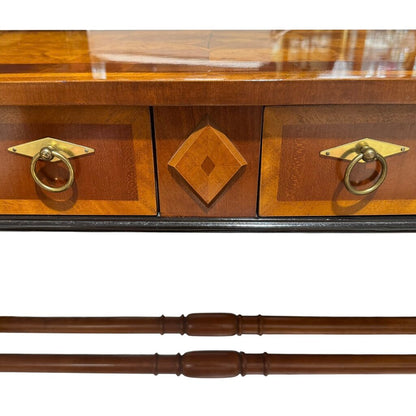 Vintage English Regency Parquet Inlaid Writing Desk & Matching Inlaid Chair 52Lx26Wx30H